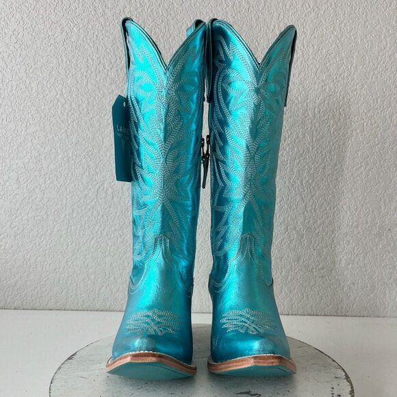 Lane SMOKESHOW Womens Cowboy Boots 7.5 Turquoise Leather Western Cowgirl Tall - Picture 5 of 11